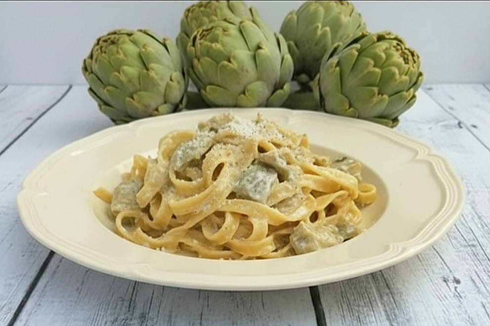Tagliatelle with Artichoke Hearts and Ricotta
