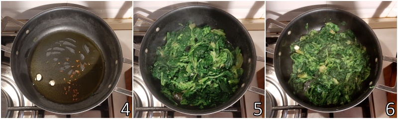 b. sauté Roman broccoletti in a pan with garlic, oil, and chili pepper