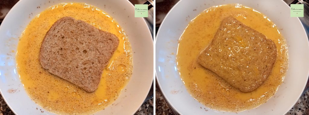 dip bread slices in batter