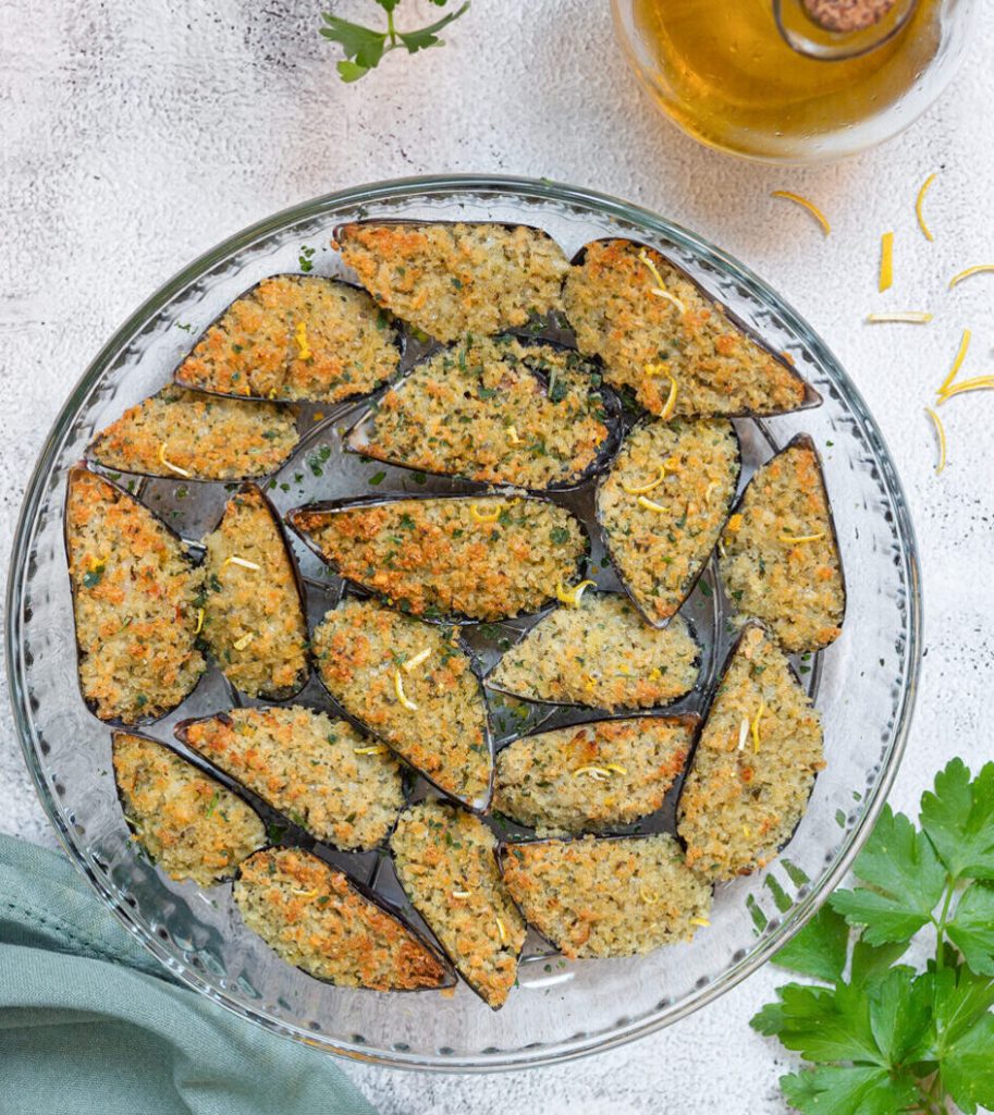 gratinated mussels