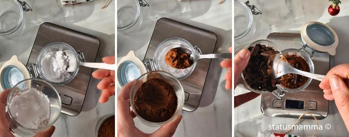 hot chocolate mix with cornstarch, cocoa, chocolate flakes