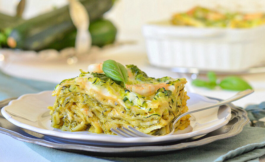 Lasagna with Zucchini, Shrimp and Pesto