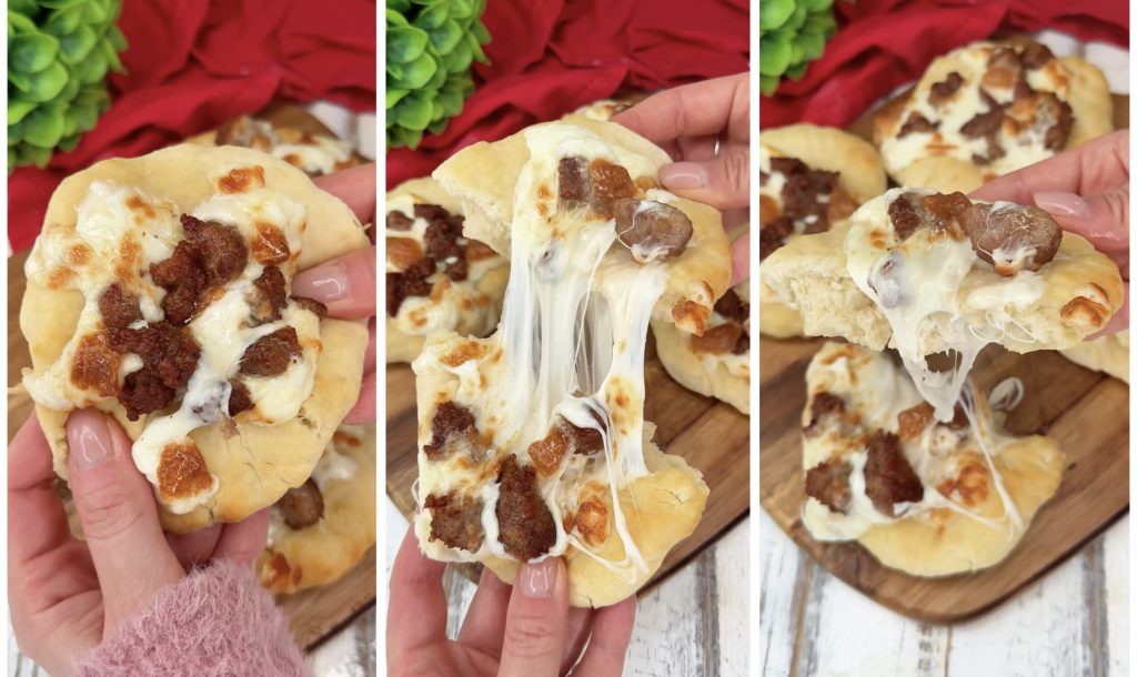 No-rise Mini Pizzas with Sausage and Provola in Air Fryer