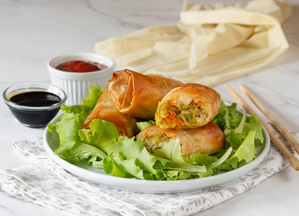 Phyllo Cannoli with Vegetables and Fish