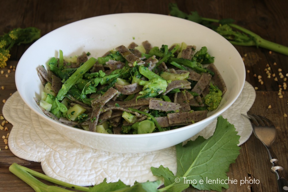 Vegan Pizzoccheri with Turnip Greens