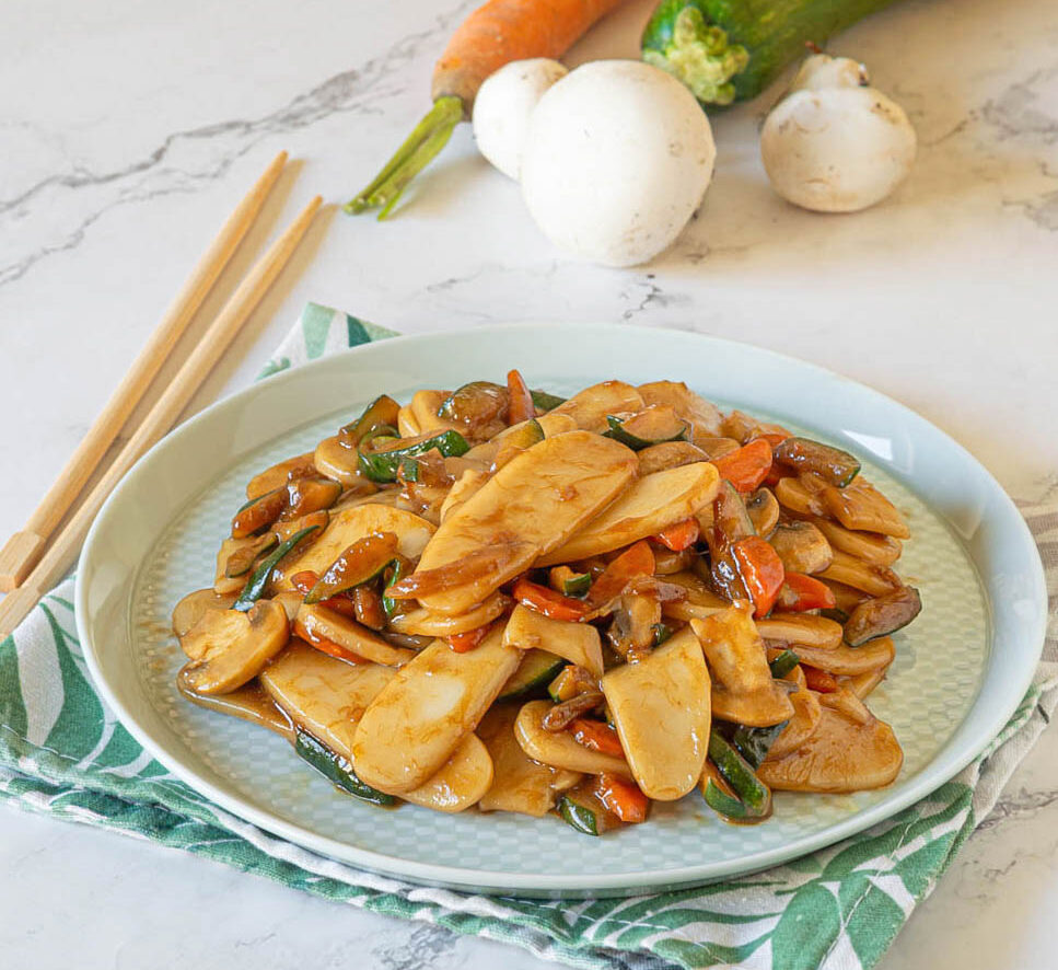 Rice gnocchi with vegetables