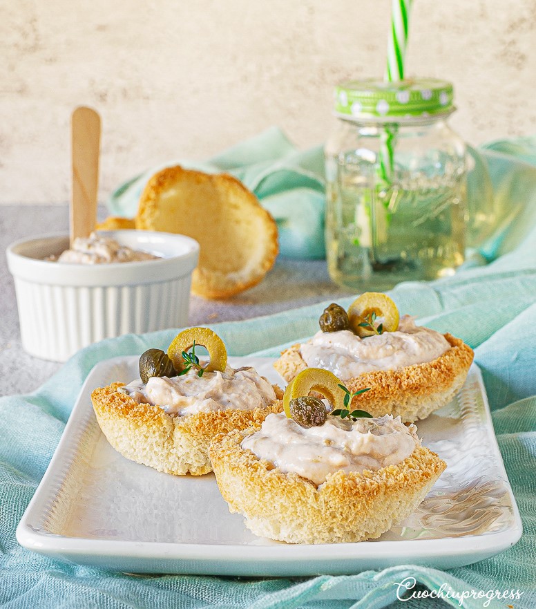 Sandwich Bread Baskets with Tuna Mousse