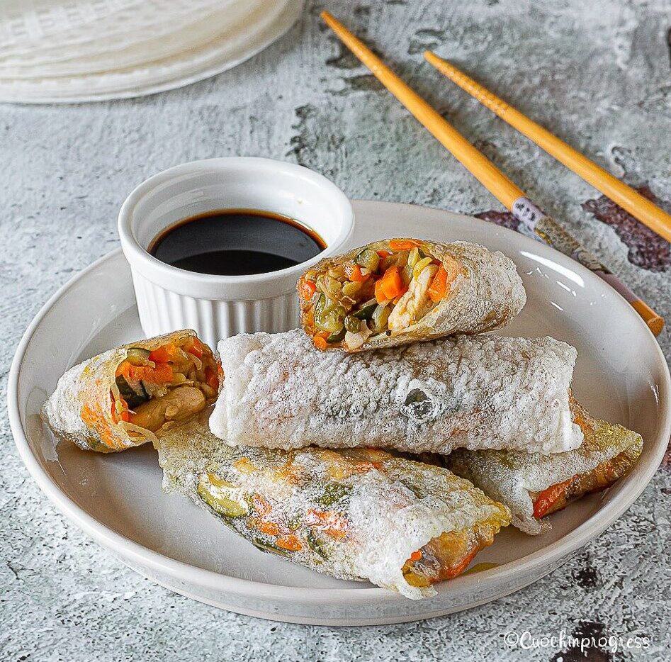 Vegetable and Chicken Spring Rolls