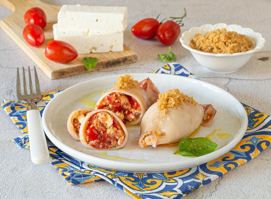 Stuffed Calamari with Feta and Cherry Tomatoes