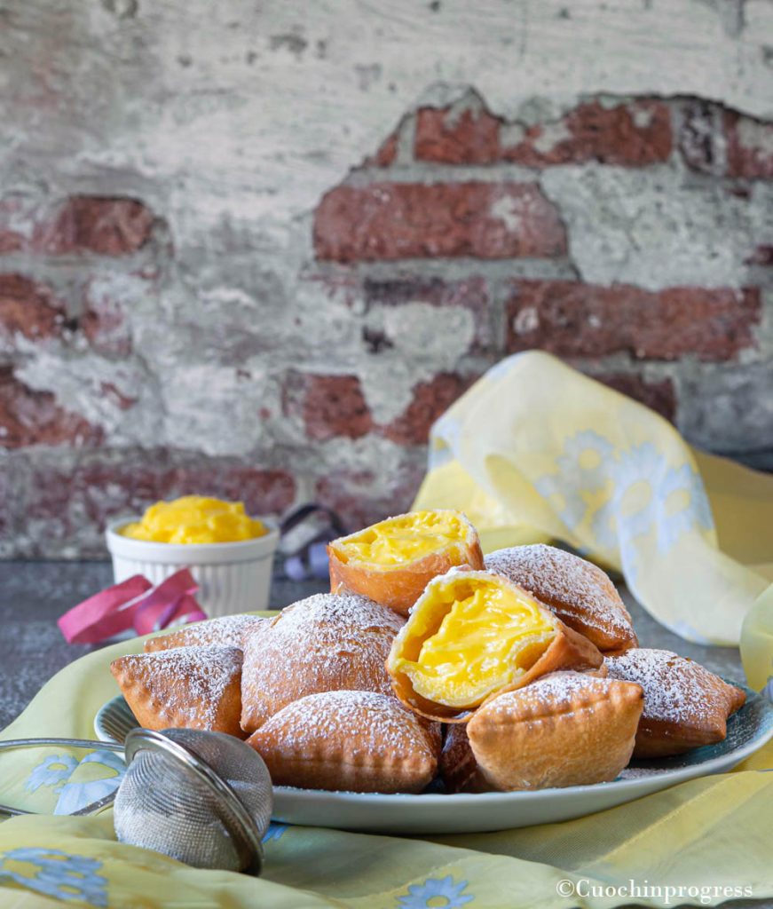 sweet ravioli with custard