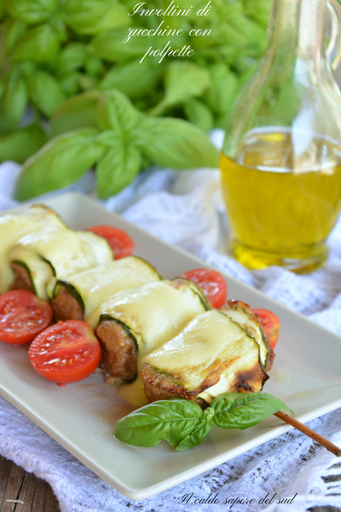 Zucchini rolls with meatballs