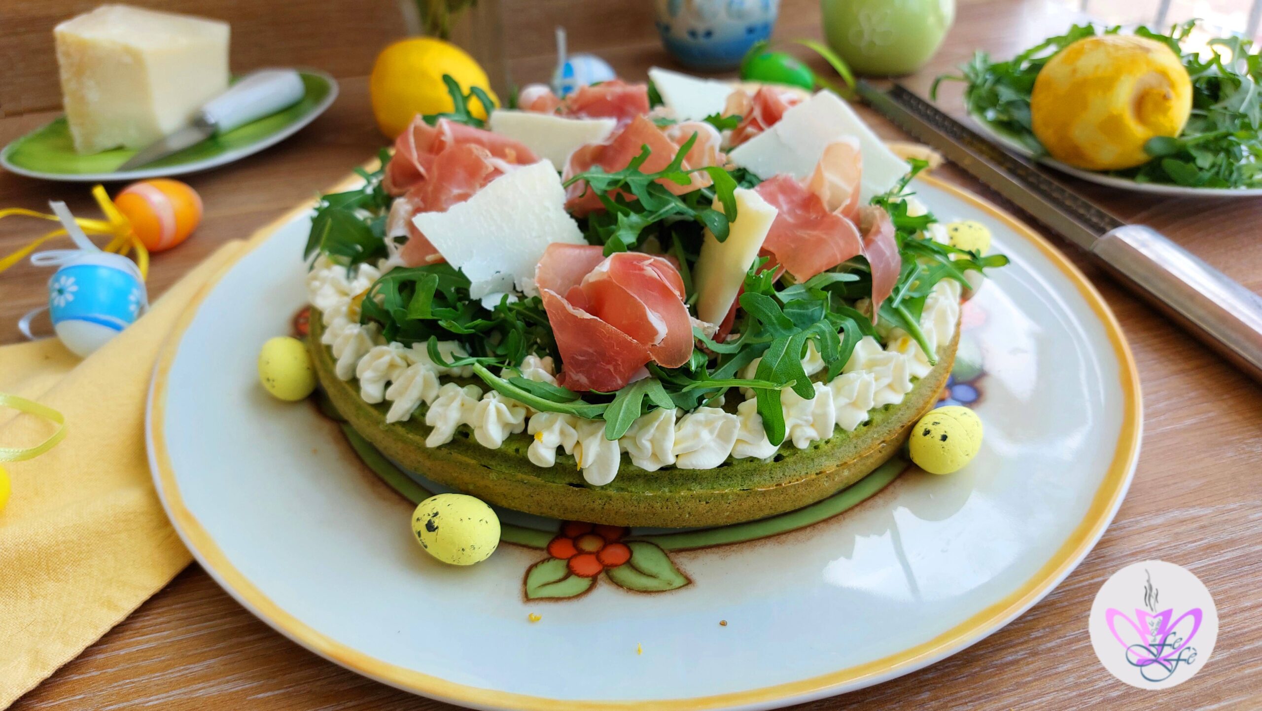 ARUGULA SAVORY TART WITH PROSCIUTTO CRUDO AND GRANA