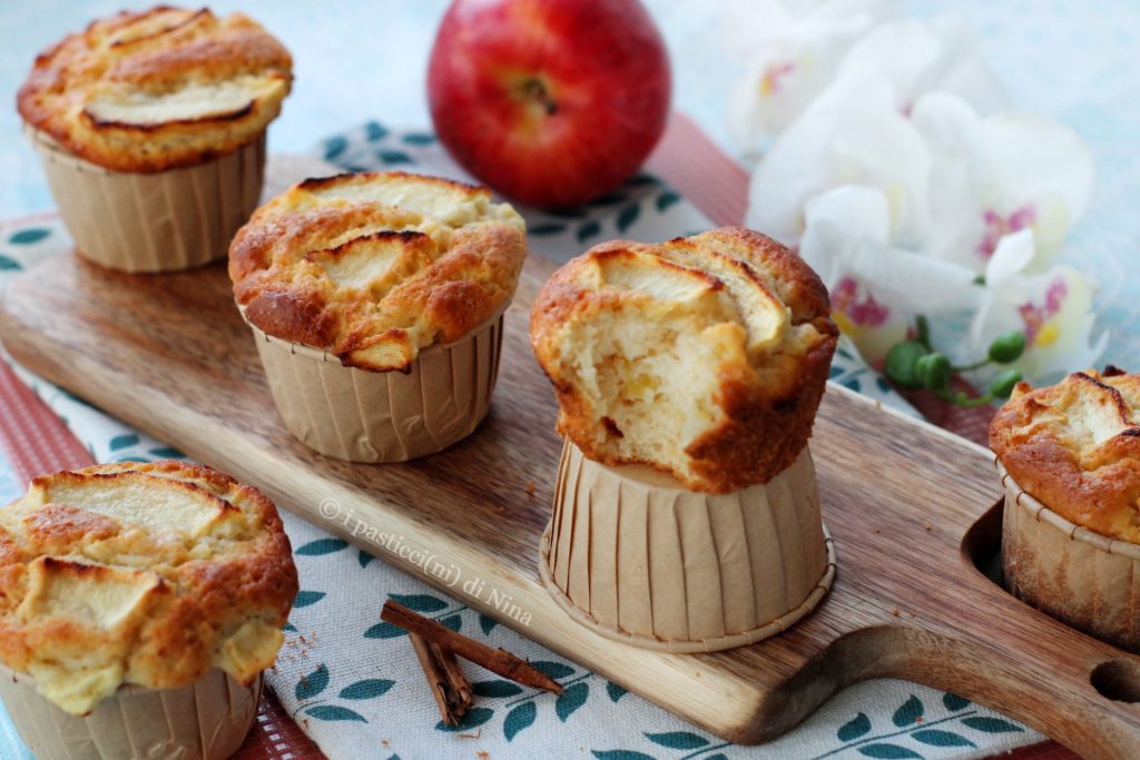 Apple and cinnamon muffins soft batter with ricotta without butter i pasticcini di Nina