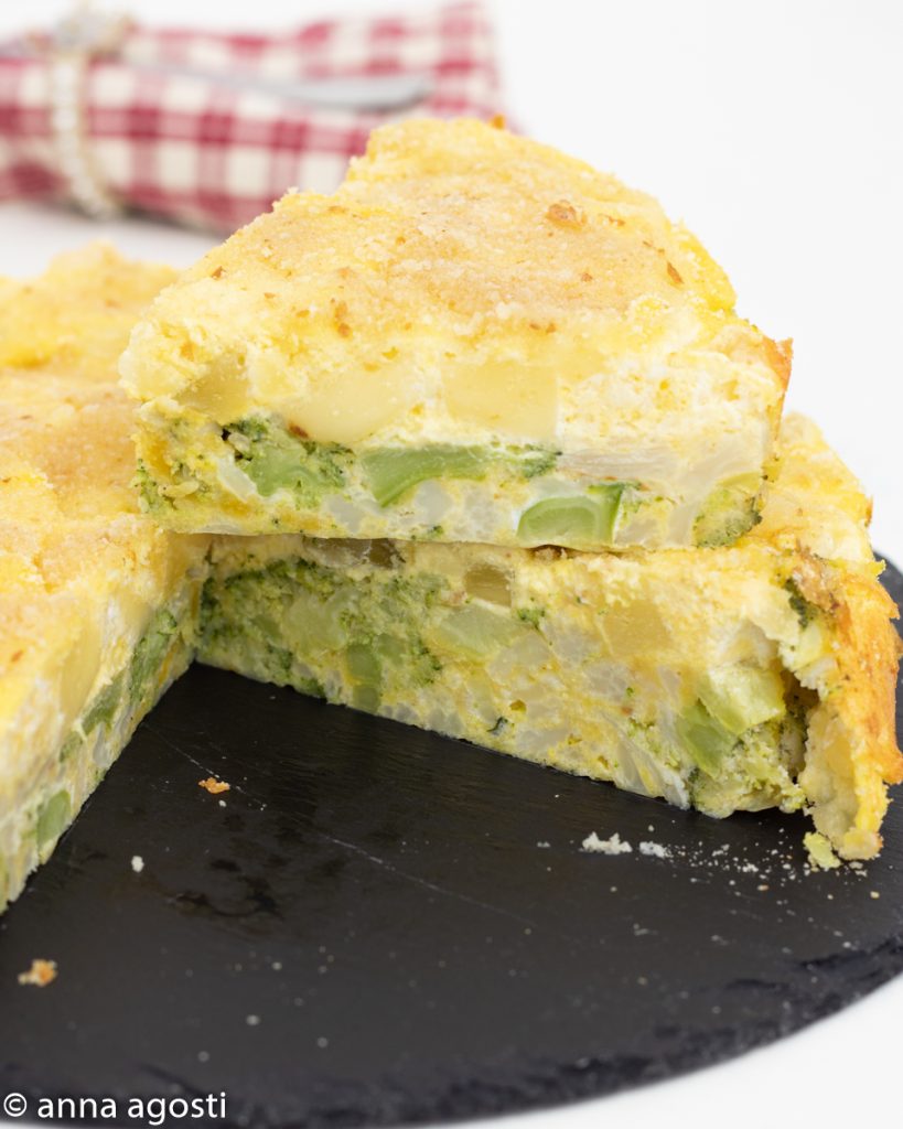 Bicolored cauliflower and broccoli flan