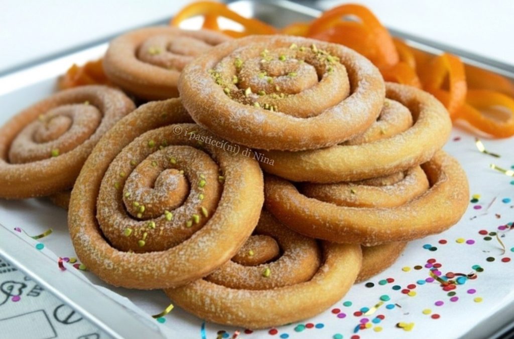 sardinian spiral frisjole spiral long Carnival sweet fritters traditional Nina's little pastries