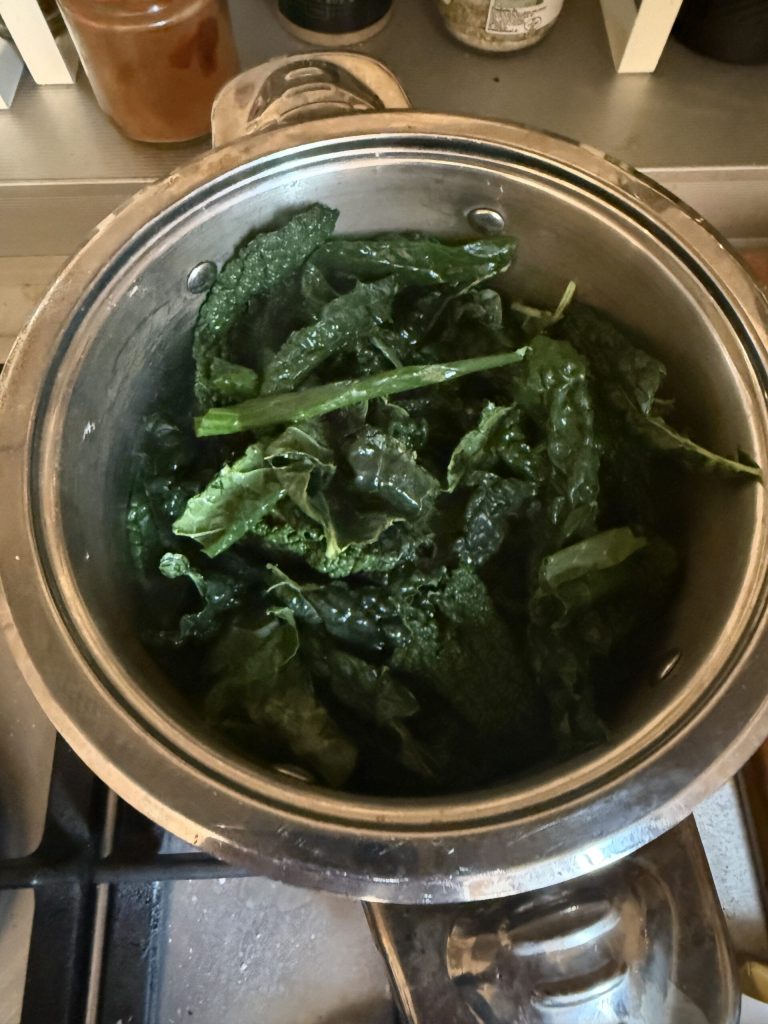 blanched tuscan kale