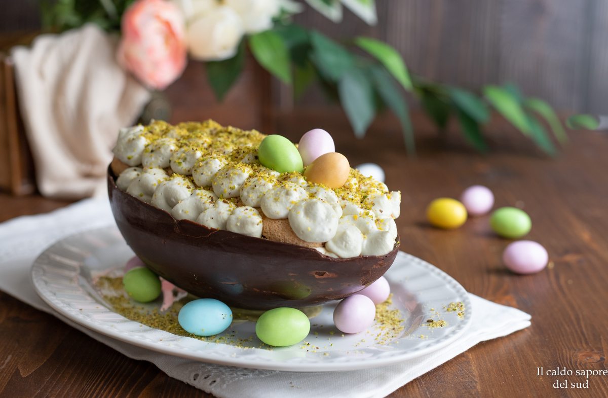 Easter egg filled with tiramisu