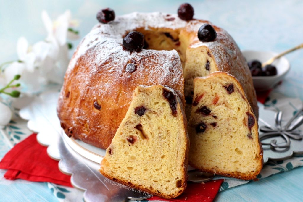 Kugelhopf or Gugelhupf with Amarena cherries traditional soft and fragrant recipe i pasticcini di Nina