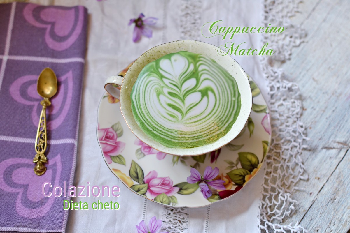 Matcha Cappuccino with Green Tea and Coconut for Keto Breakfast