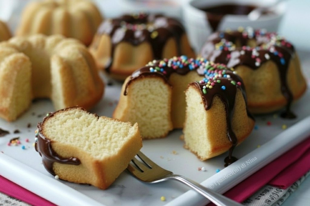 Mini bundt cake with chocolate glaze i pasticcini di Nina