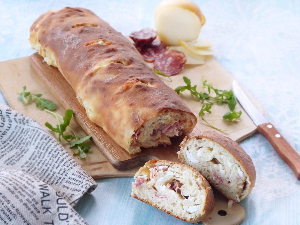Soft savory pan brioche roll with cold cuts, provola and ricotta for holidays, Easter Monday or picnics and outings recipe i pasticcini di Nina