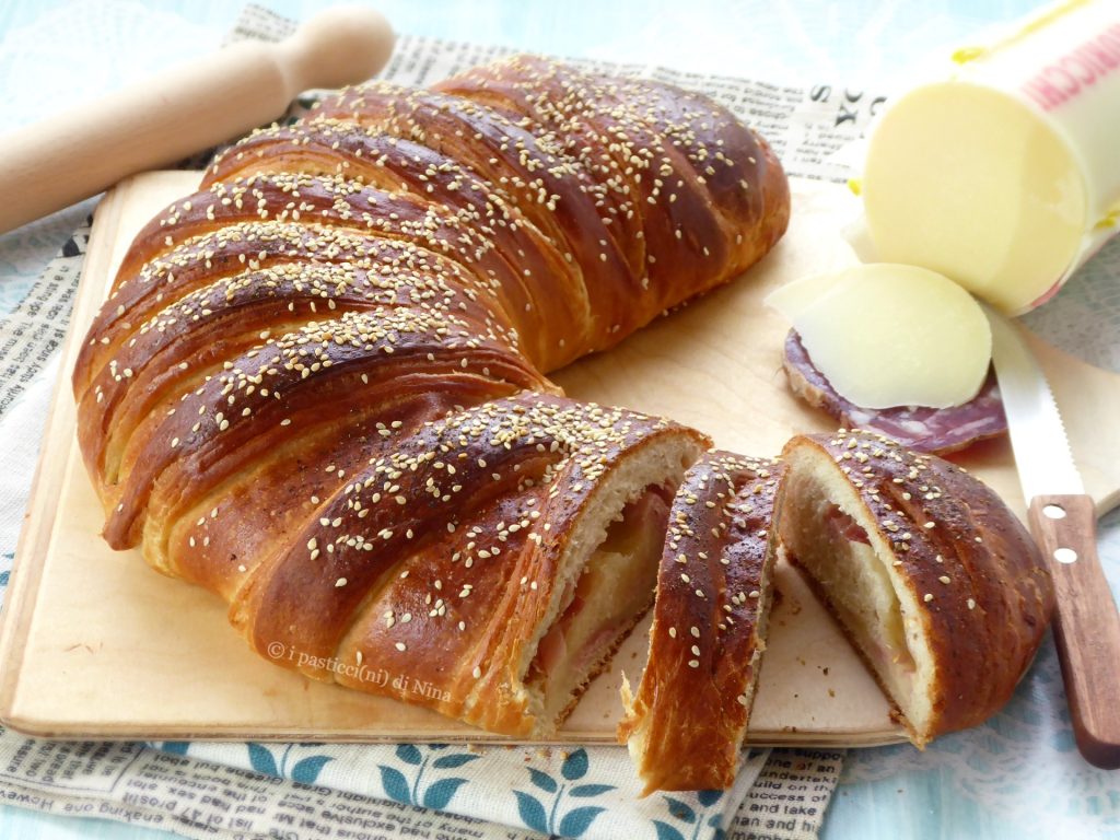 Savory stuffed cornettone with cured meats and cheeses - appetizer by I Pasticcini di Nina