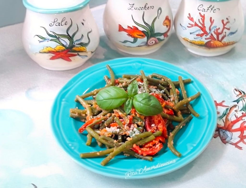 Fagiolini 'mbuttunati typical Sicilian green beans