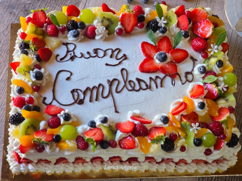 Fresh Fruit Cake with Pastry Cream and Whipped Cream