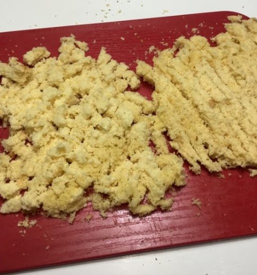 cut sponge pieces for mimosa effect