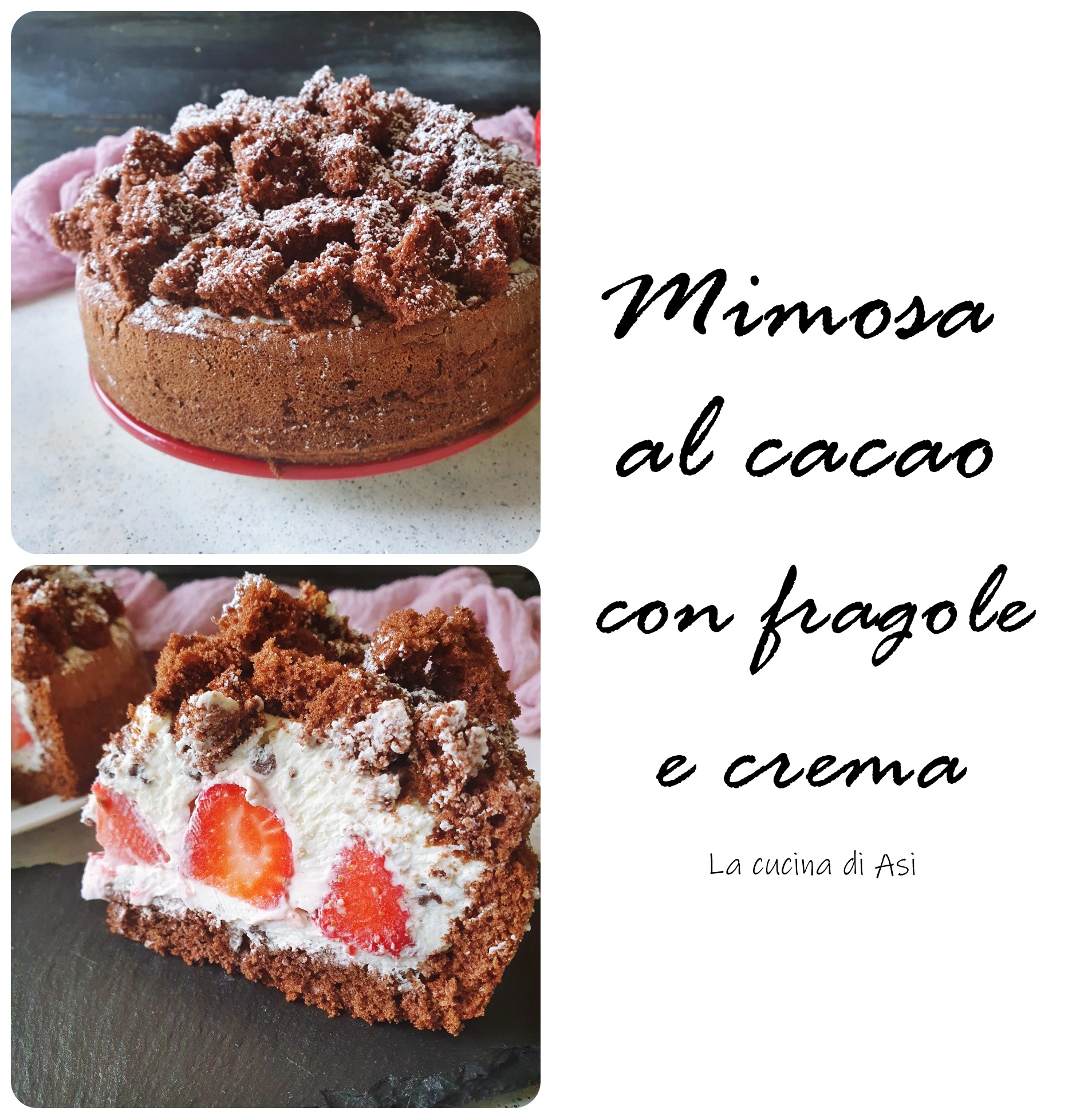 Cocoa Mimosa Cake with Mascarpone Cream, Strawberries and Chocolate Chips