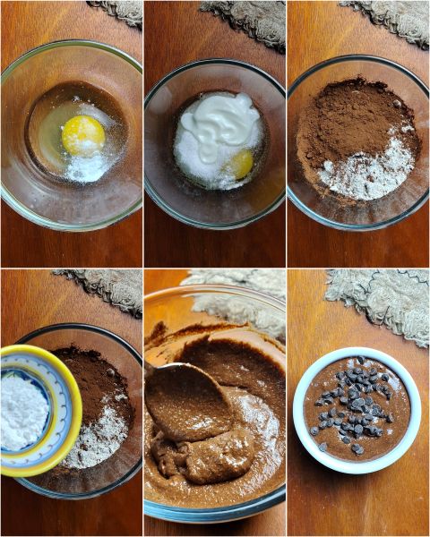 preparation of chocolate molten cake in air fryer