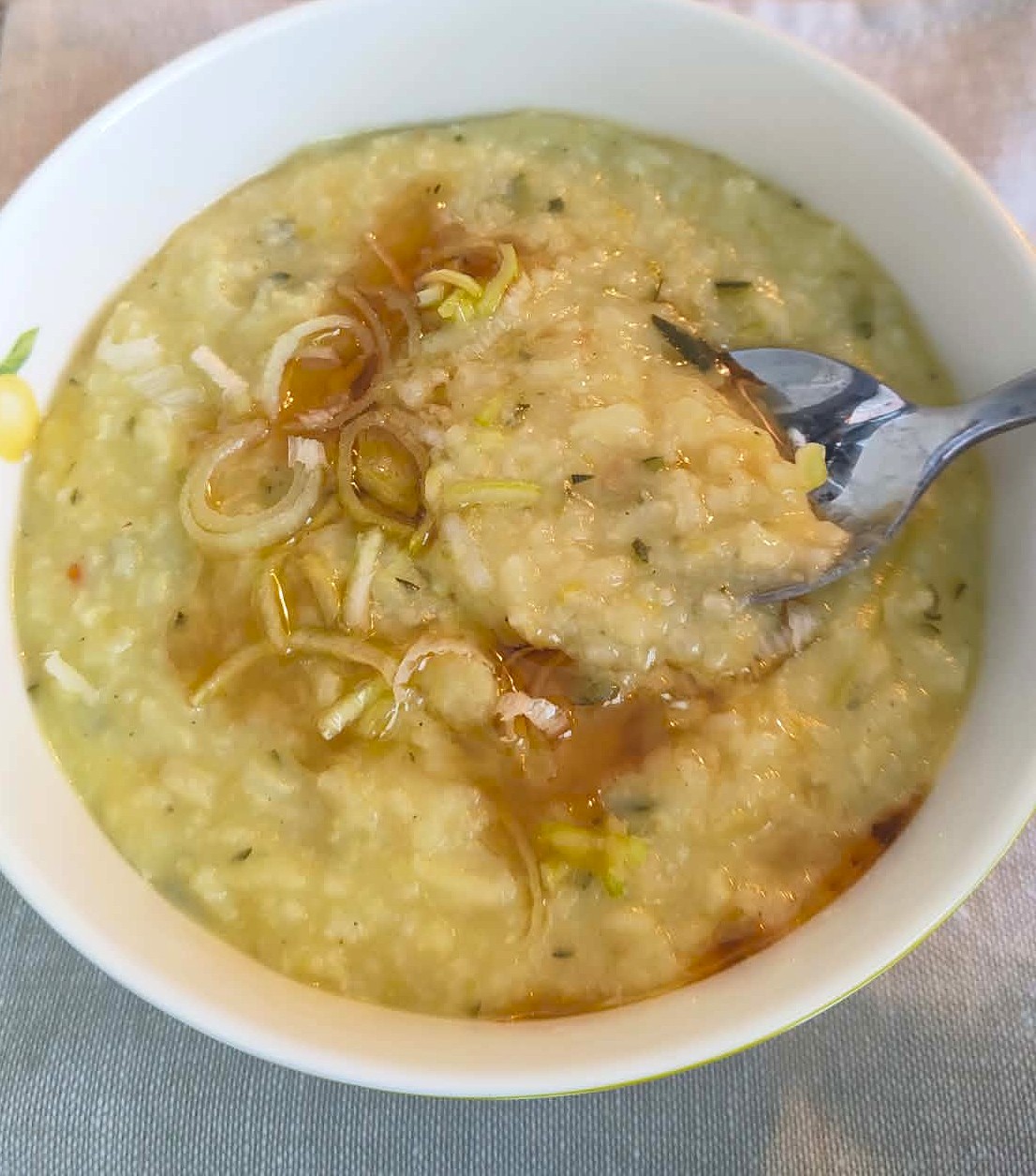 KOREAN VEGAN JUK: Creamy Rice Porridge with Zucchini, Ginger and Leek