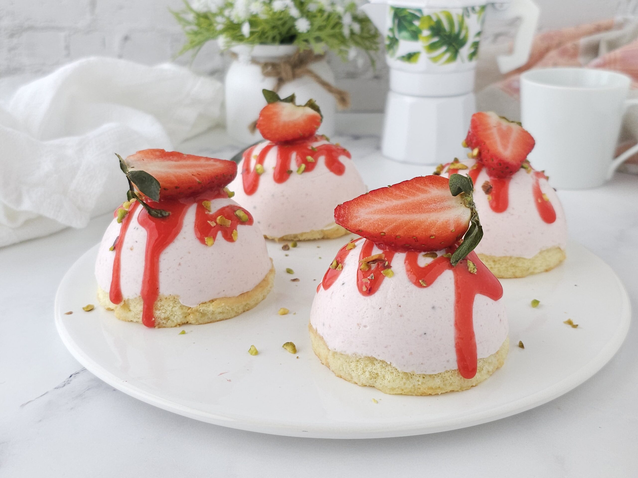 Strawberry and Pistachio Semispheres