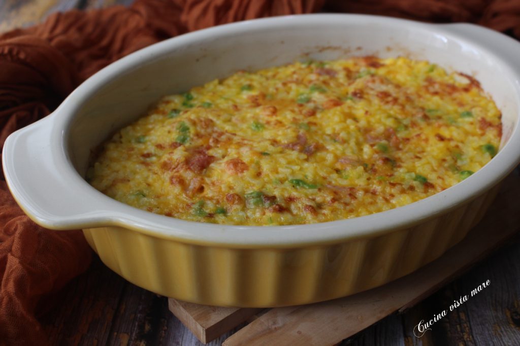 Baked rice with pumpkin, speck and peas Cucina vista mare