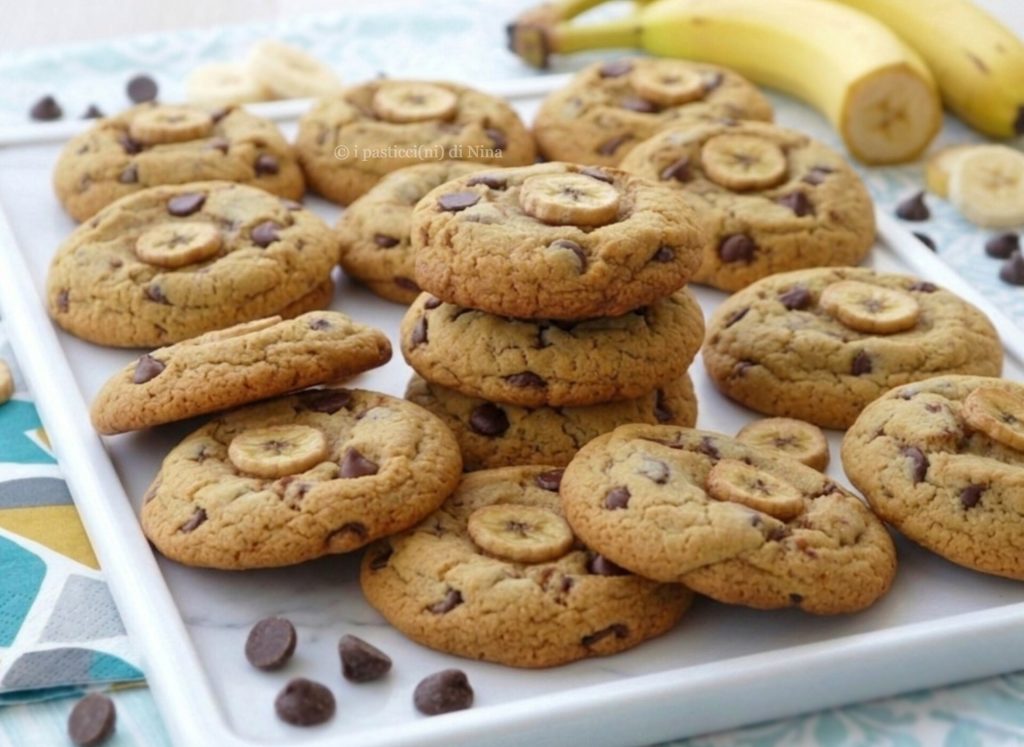 banana and chocolate chip cookies easy recipe i Pasticcini di Nina