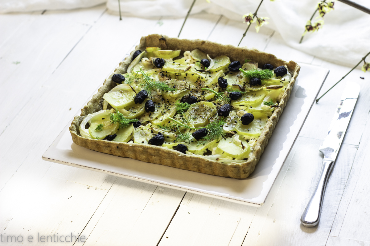 Brisée potatoes, onions and olives – savory tart