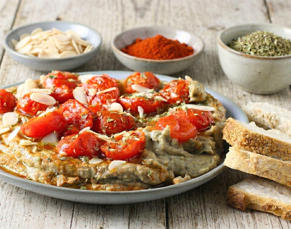 Eggplant Cream with Caramelized Cherry Tomatoes