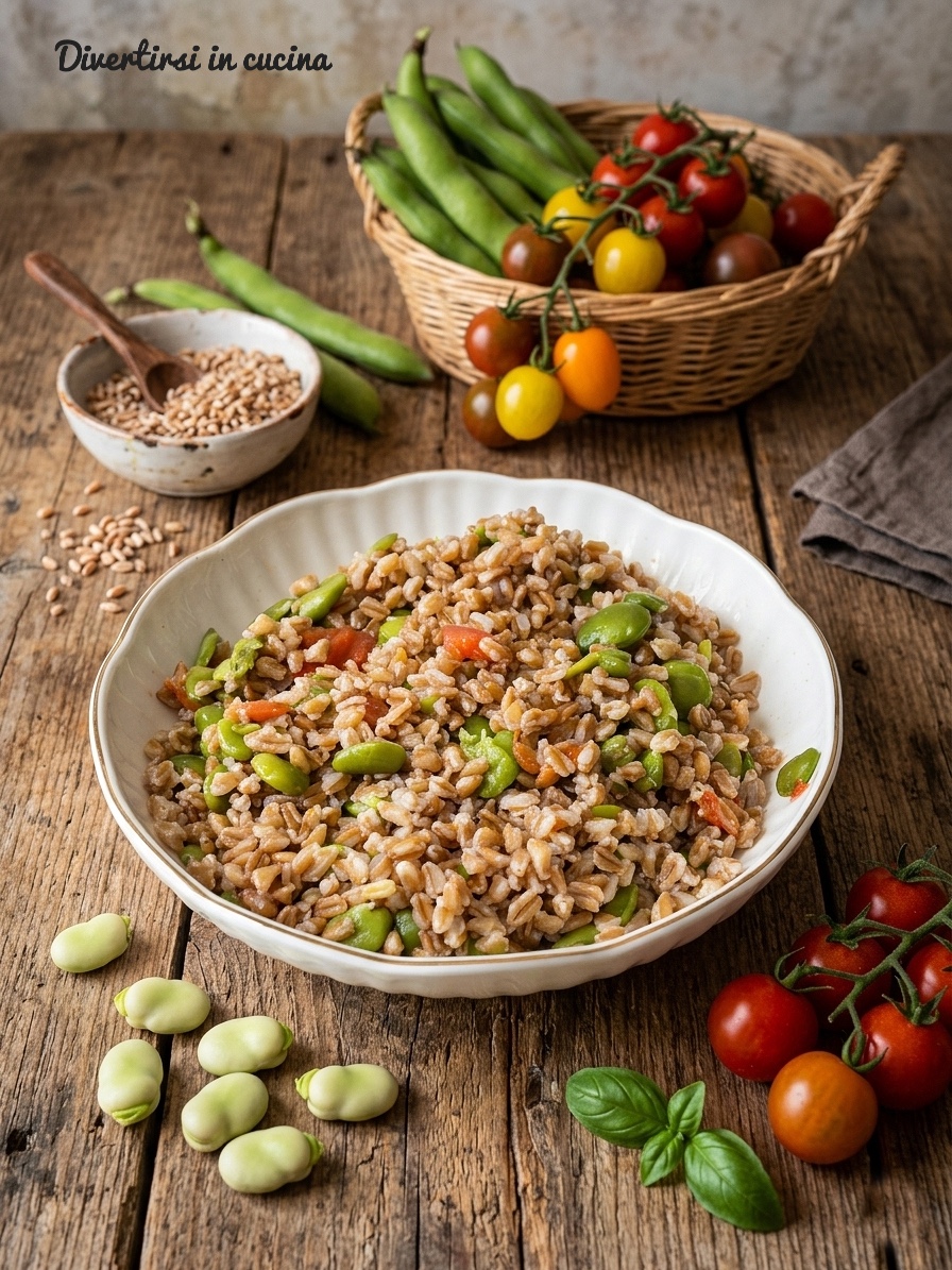 Farro Salad with Fava Beans and Cherry Tomatoes