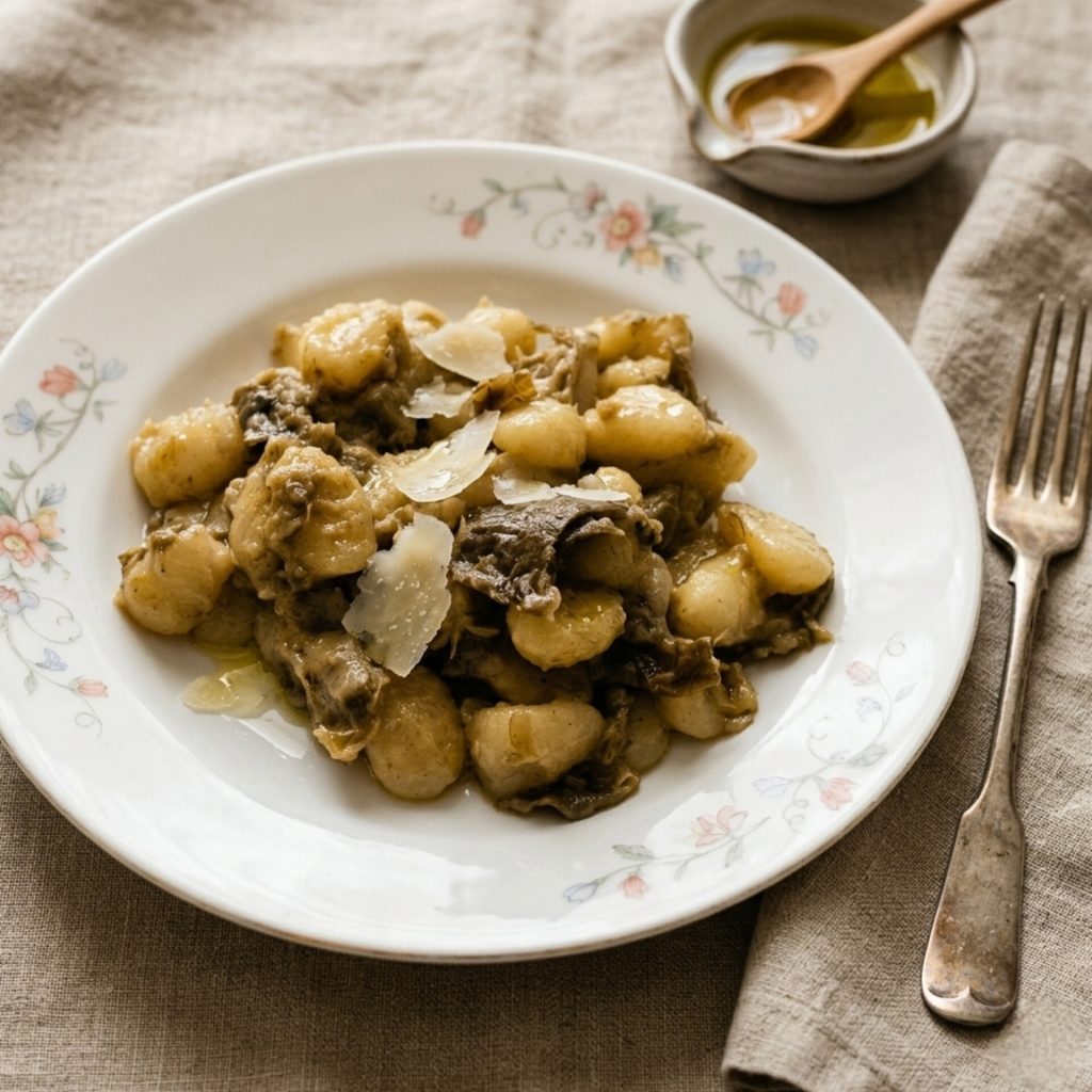 Gnocchi with artichokes: creamy and flavorful first course, easy to prepare