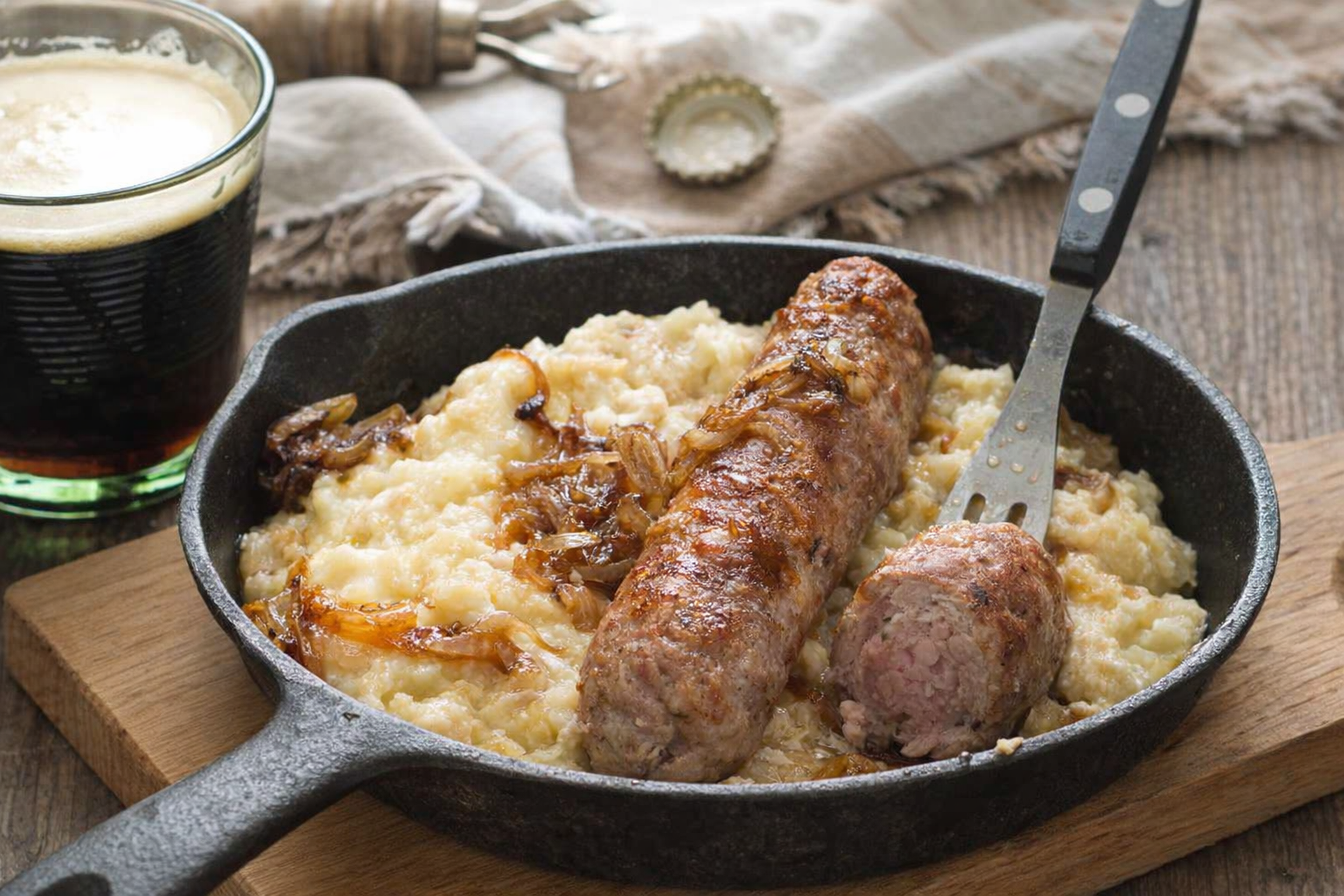 Homemade Pork Sausages with Colcannon and Apple Sauce