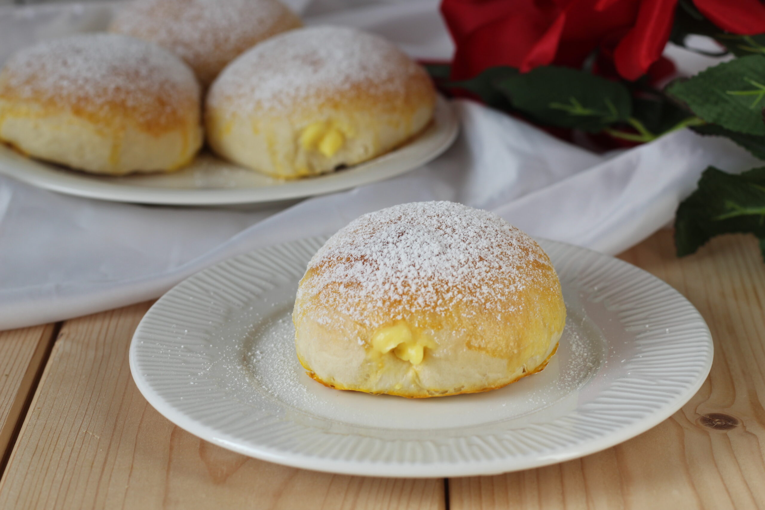 Baked Krapfen with Custard
