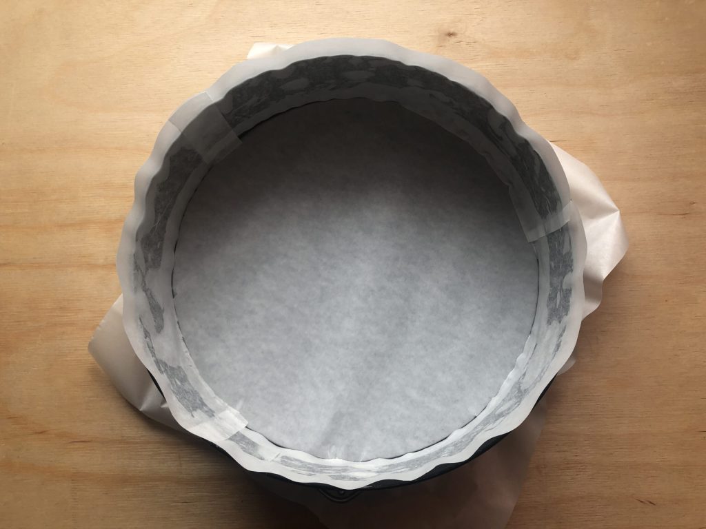 springform pan lined with parchment paper