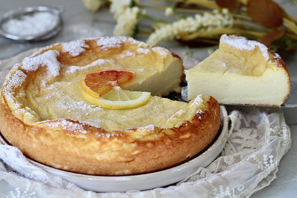 Flourless ricotta cake with citrus.