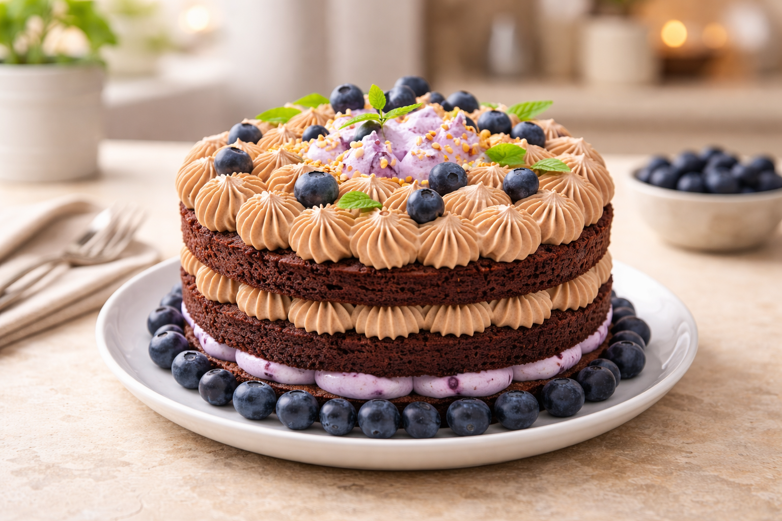 Egg-Free Blueberry and Nutella Cake – Soft and Creamy Dessert