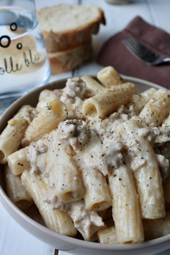 creamy pasta alla norcina with sausage and ricotta