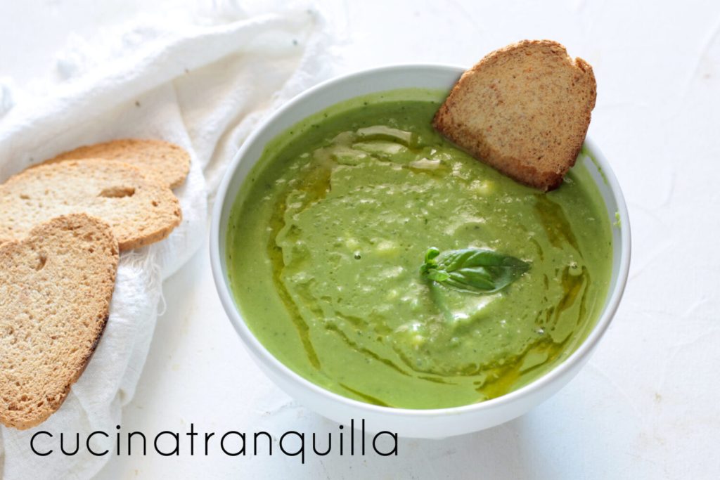 Zucchini and pea velouté with stracchino