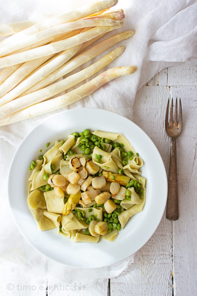 Pappardelle with asparagus and peas