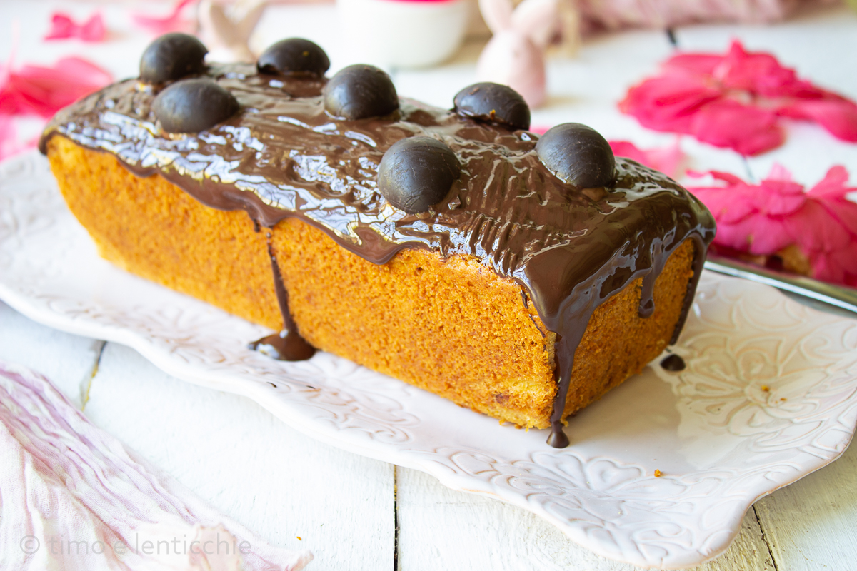 Plumcake with Chocolate Eggs and Orange