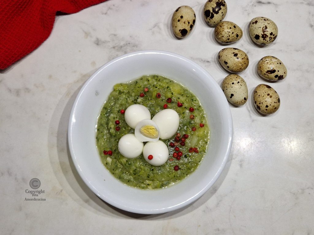 Quail Eggs with Vegetable Cream