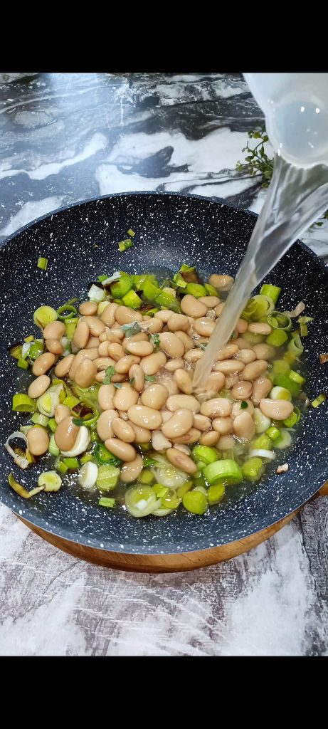 Pour the vegetable broth